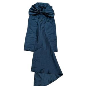 Black Formal Empire Waist Corset Strapless Mini Dress Removable Bow Train S/M